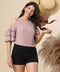 Cold Shoulder Sleeve Flared Chiffon Top